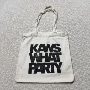 KAWS WHAT PARTY 2021 Brooklyn Museum Exhibition Tote Bag - White PRE OWNED